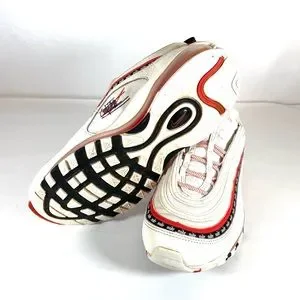White Air Max 97 Red Swoosh Swoosh Sneakers Script Swoosh Air Max